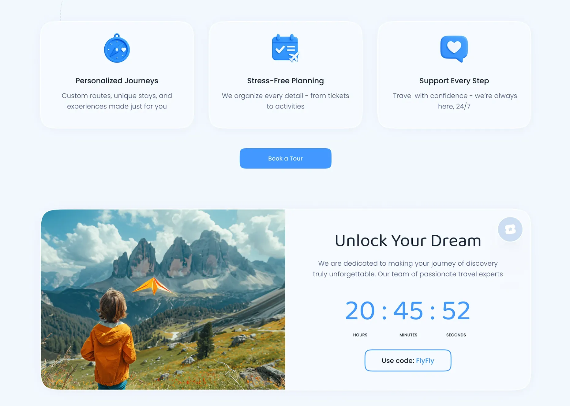 FlyFly — Services features and countdown